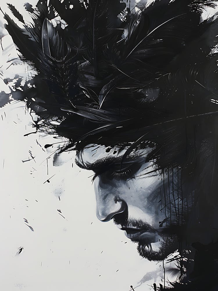 Whimsical Dark Feathers Man 9