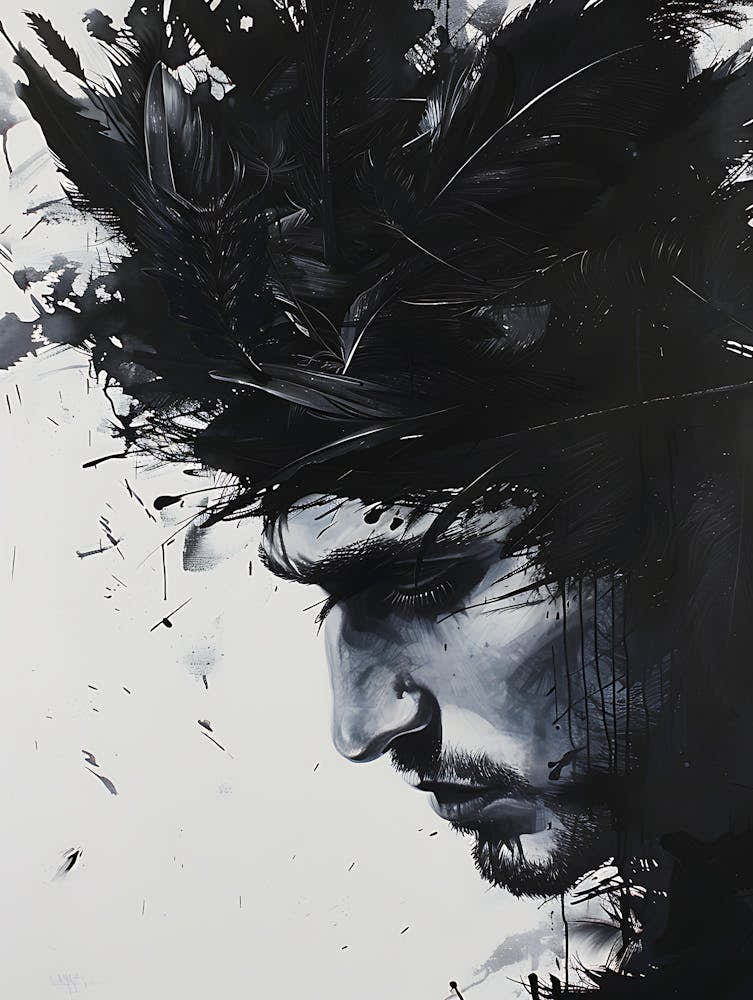 Whimsical Dark Feathers Man 9