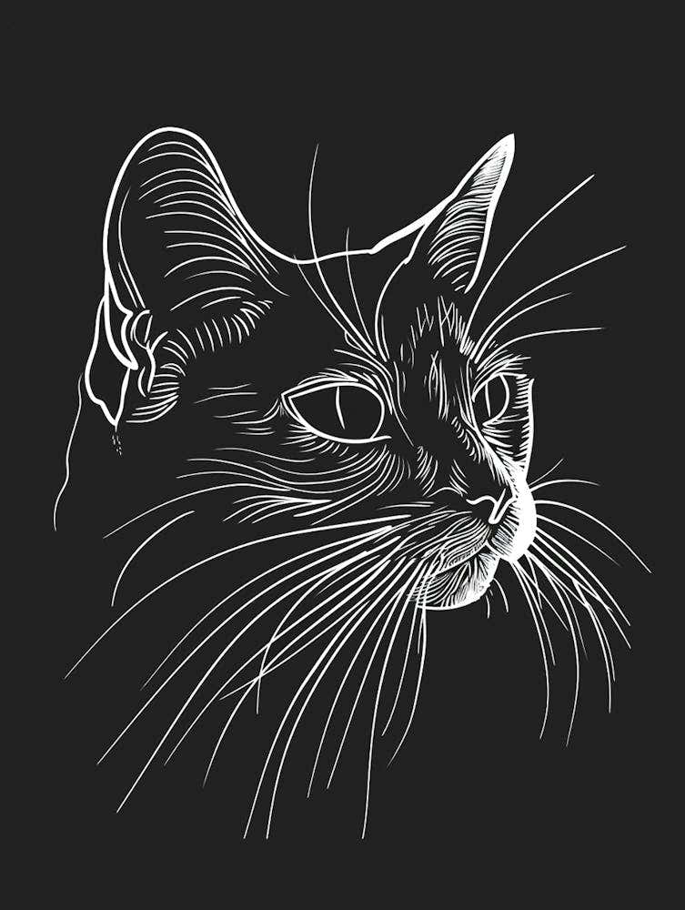 American Shorthair Cat Minimalist Illustration 1
