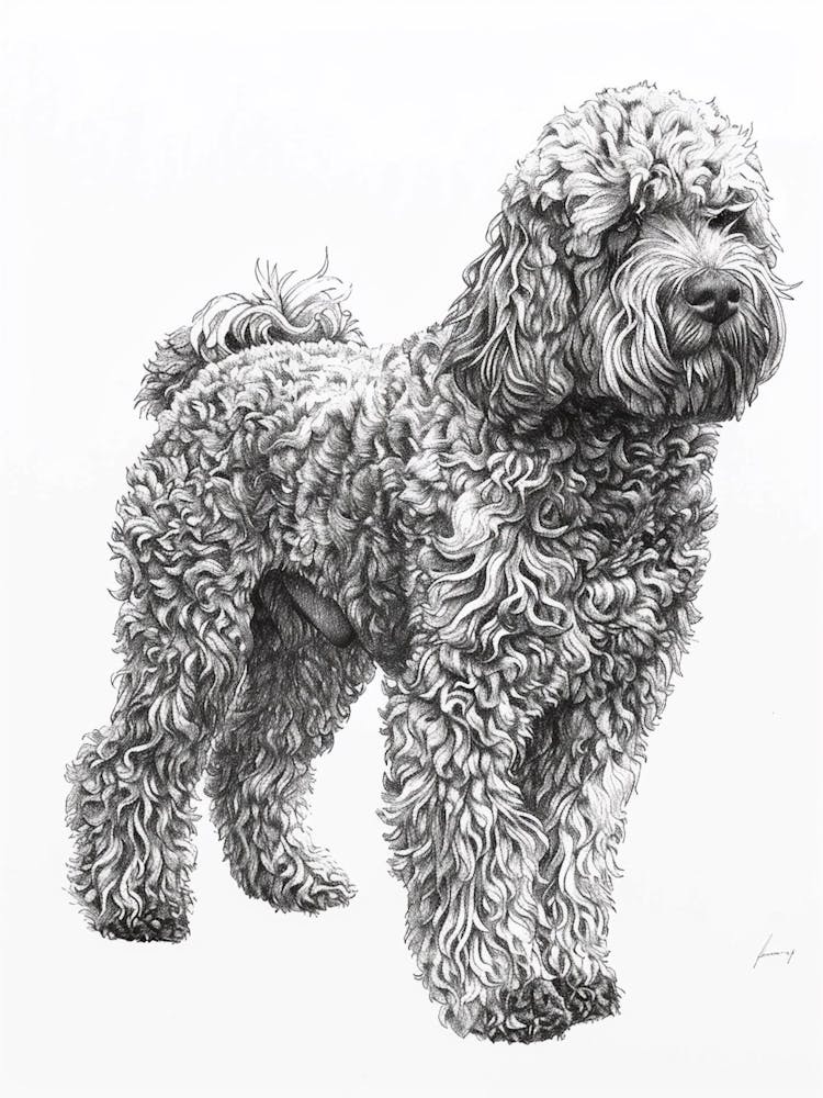 Labradoodle Dog Line Sketch 3