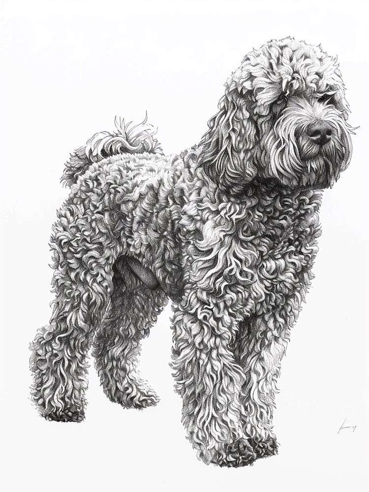 Labradoodle Dog Line Sketch 3