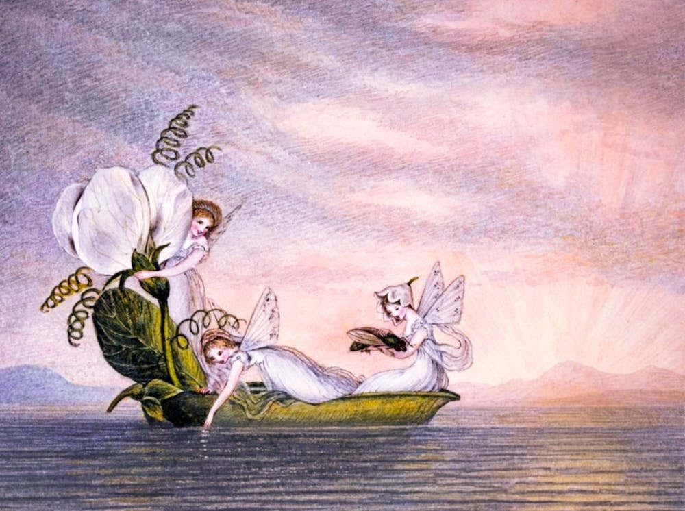 Amelia Jane Murrey "Fairies Floating Downstream in a Peapod" 1800s Victorian Fairies in HD