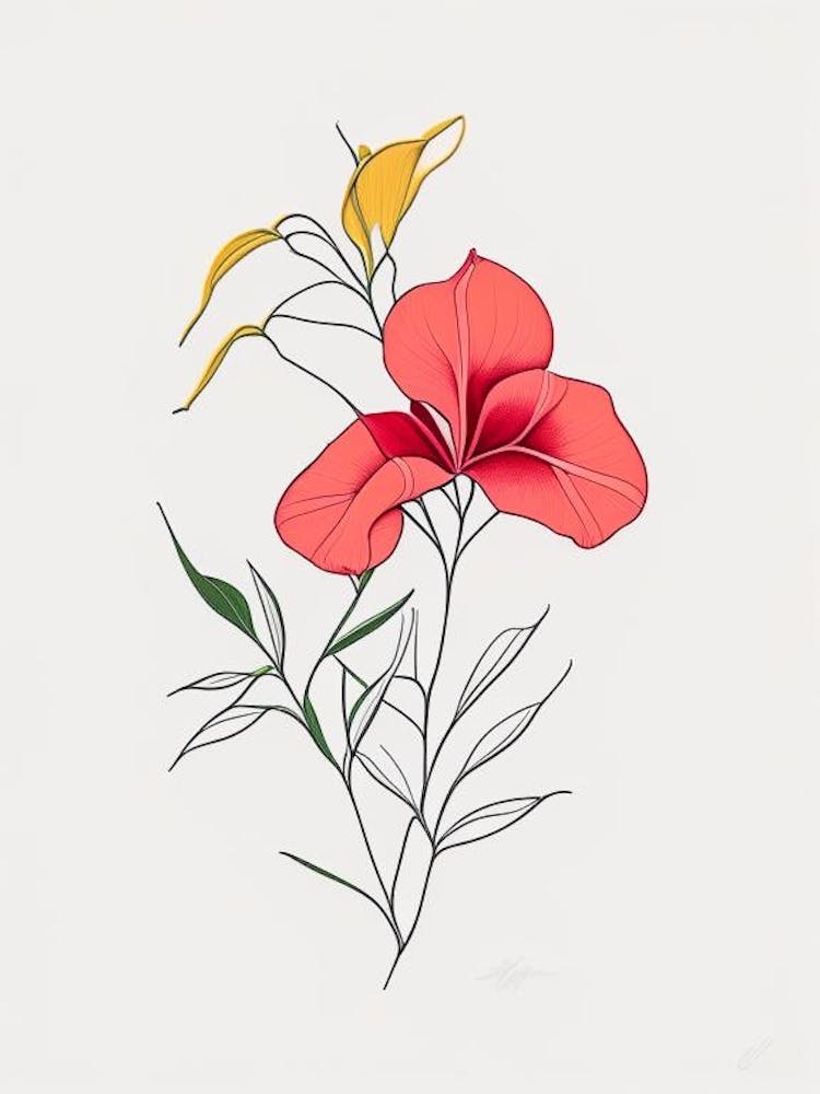Mandevilla Floral Minimal Line Drawing 1 Flower