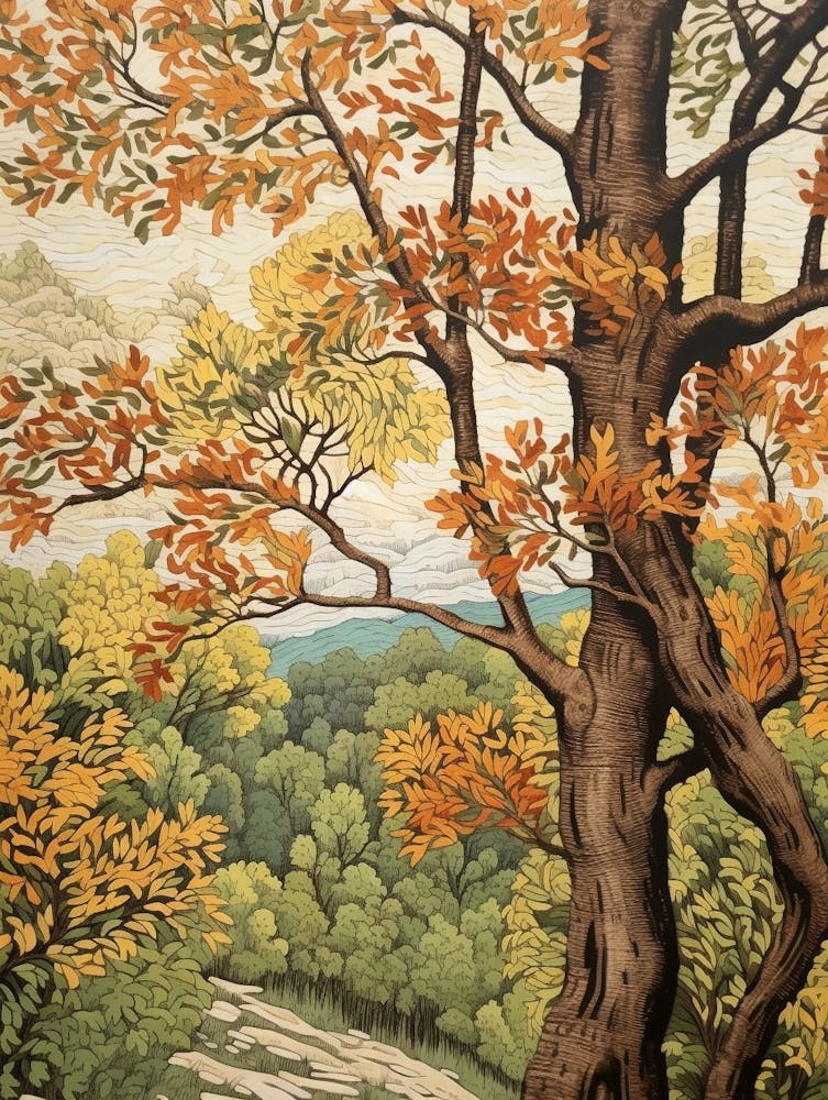 Eastern Cottonwood 4 Vintage Autumn Tree Print