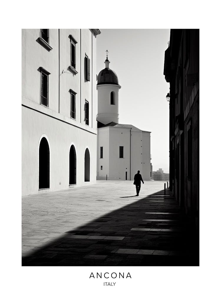 Poster Of Ancona, Italy, Black And White Analogue Photography 2