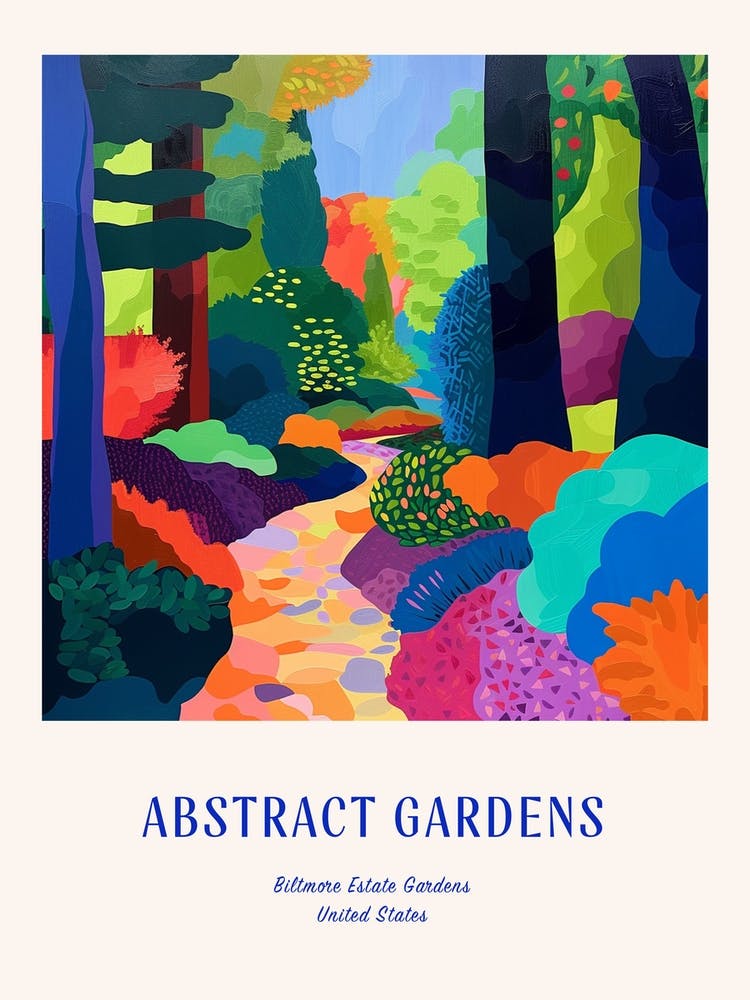 Colourful Gardens Biltmore Estate Gardens Usa 4 Blue Poster