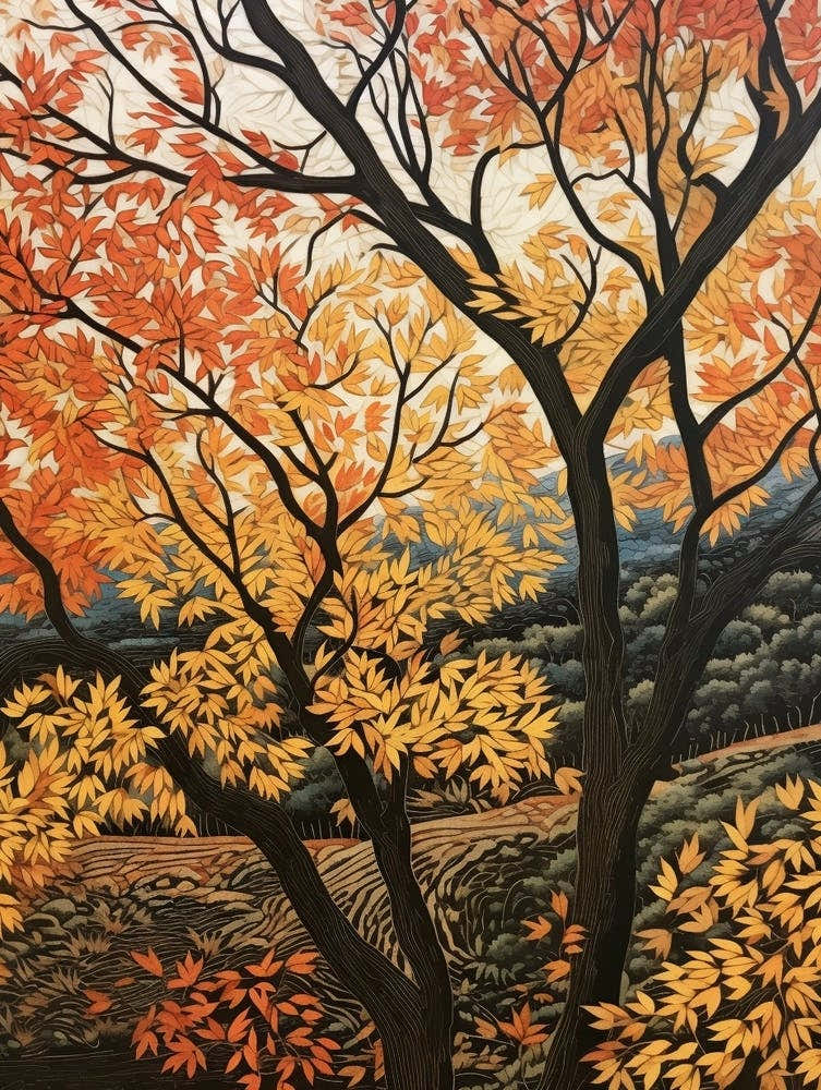 Black Ash 1 Vintage Autumn Tree Print