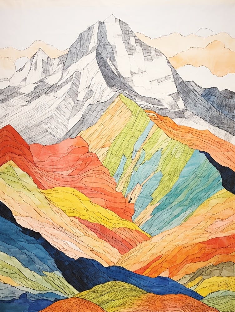 Ben Nevis Scotland 3 Colourful Mountain Illustration