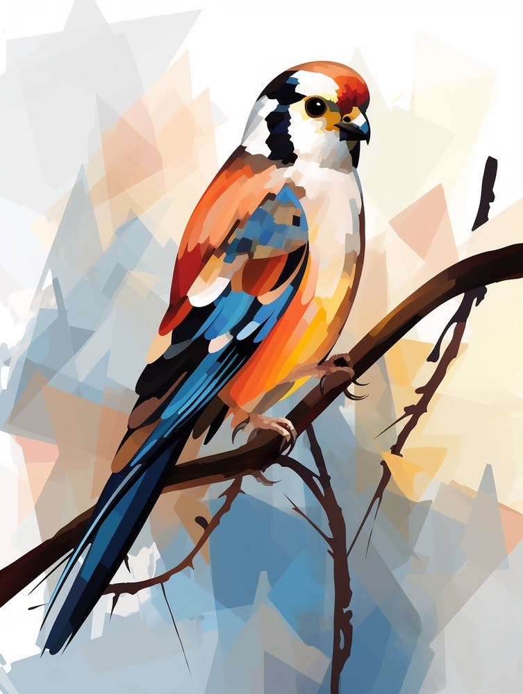 Bird Painting Collage American Kestrel 2