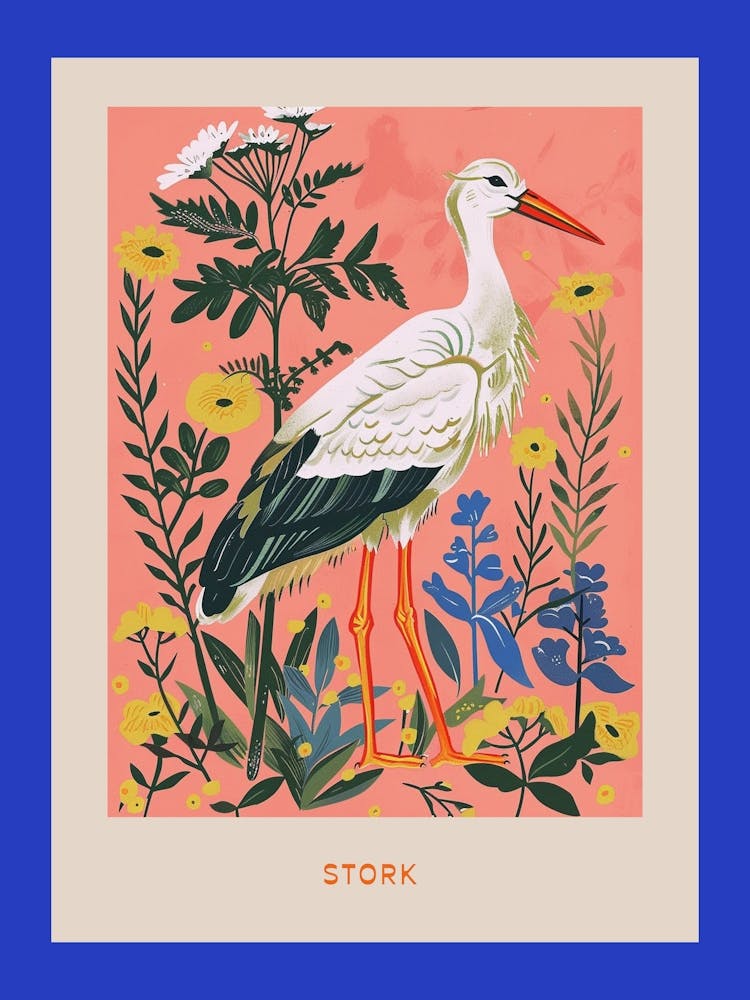 Spring Birds Poster Stork 6