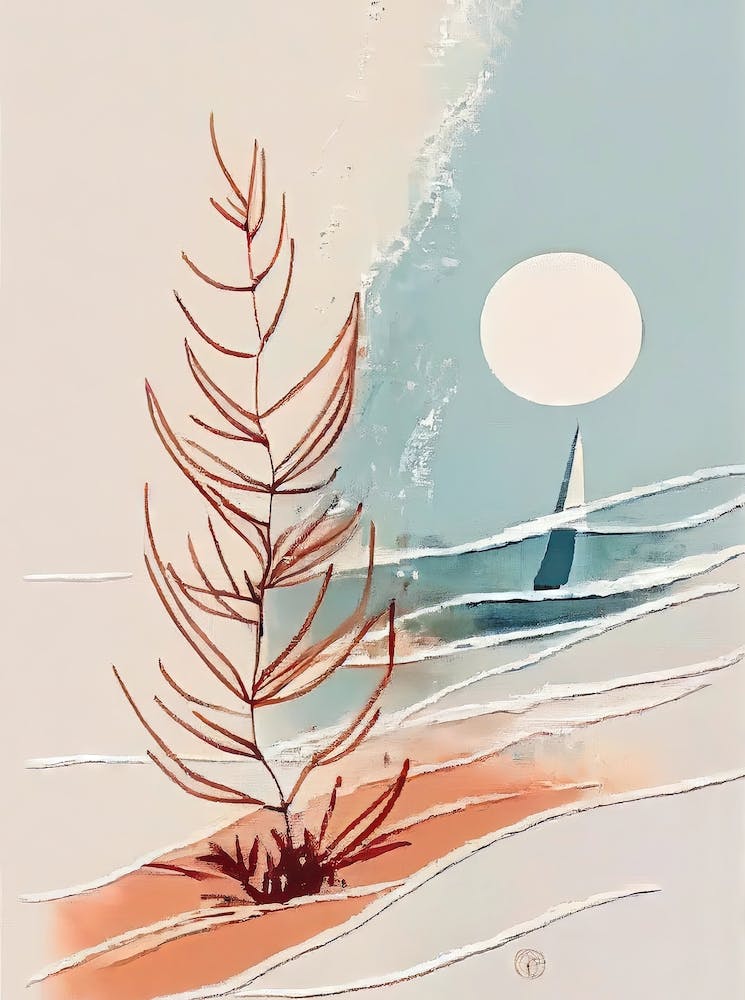 The Sailing Boat - Abstract Minimal Boho Beach