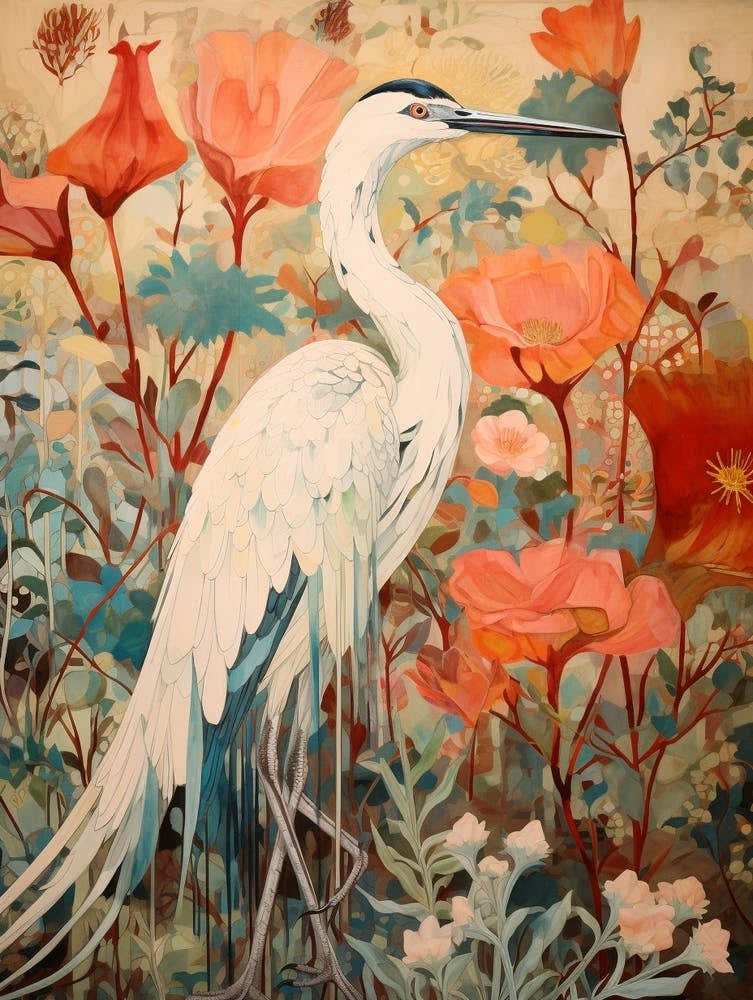 Egret 1 Detailed Bird Painting