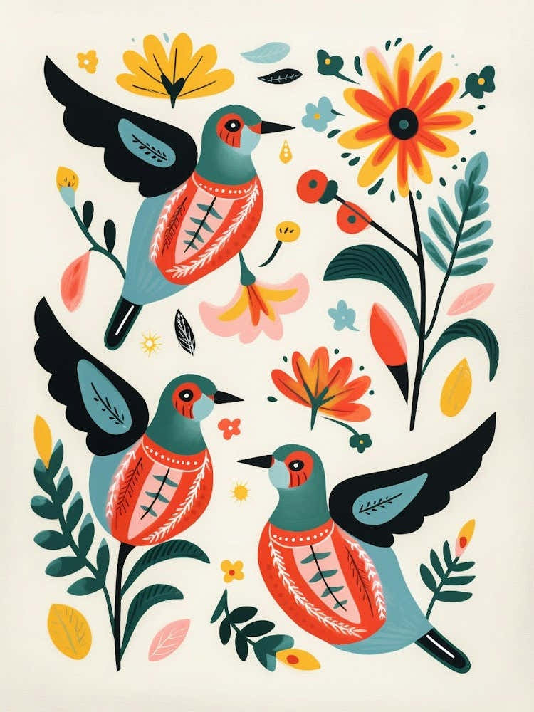 Folk Style Bird Painting Hummingbird 3