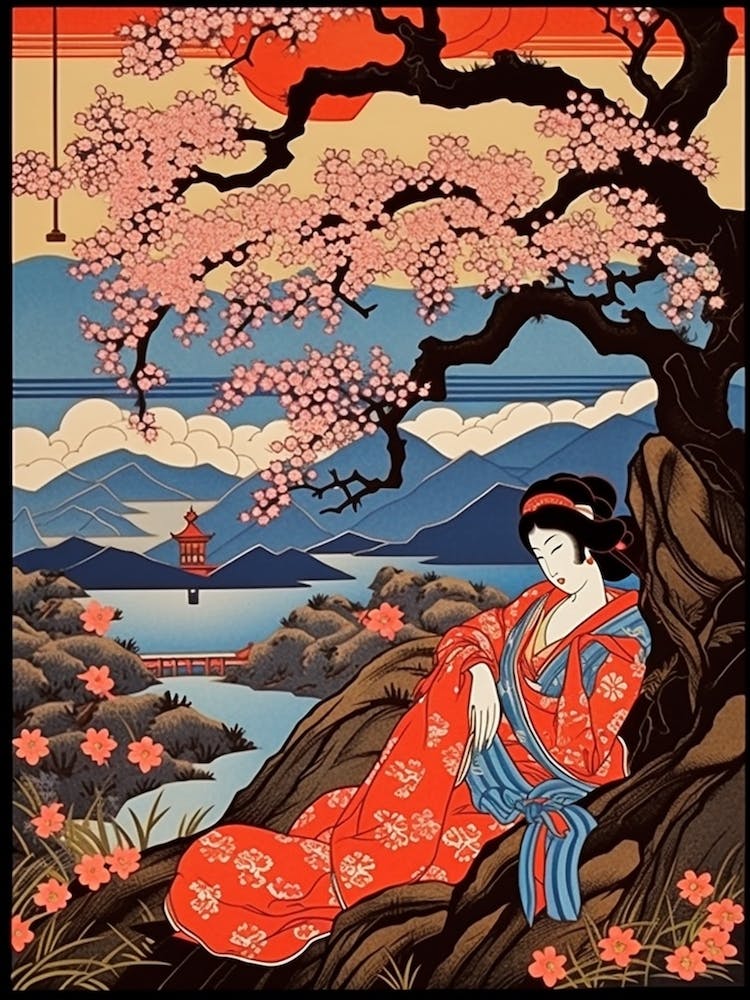 Amanohashidate, Japan Vintage Travel Art 4