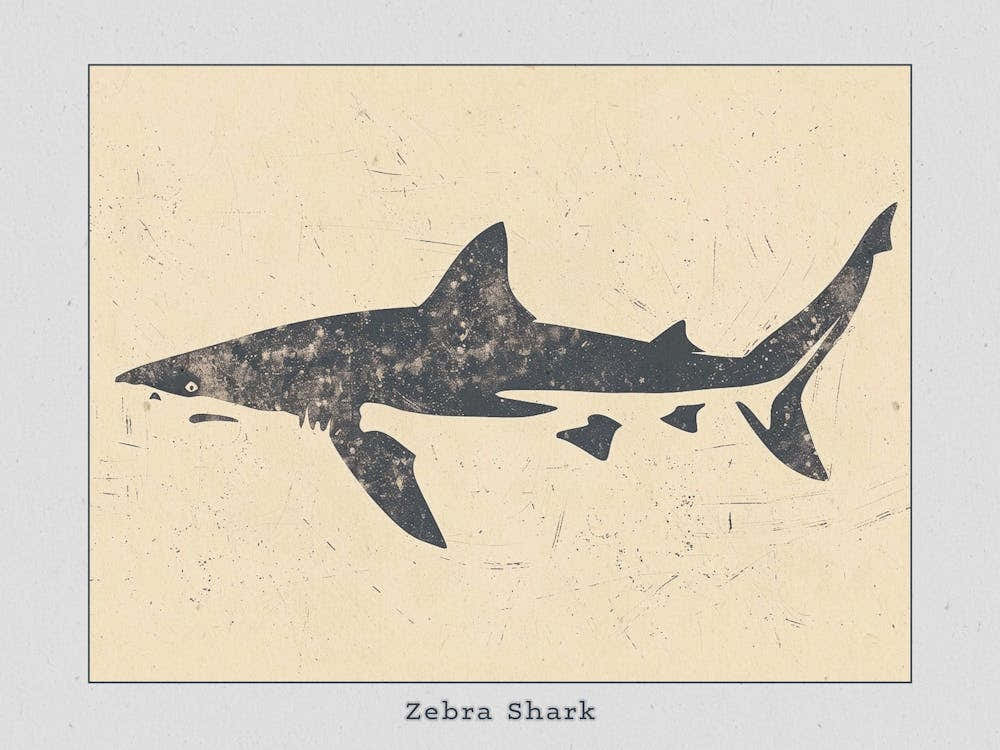 Zebra Shark Silhouette 5 Poster