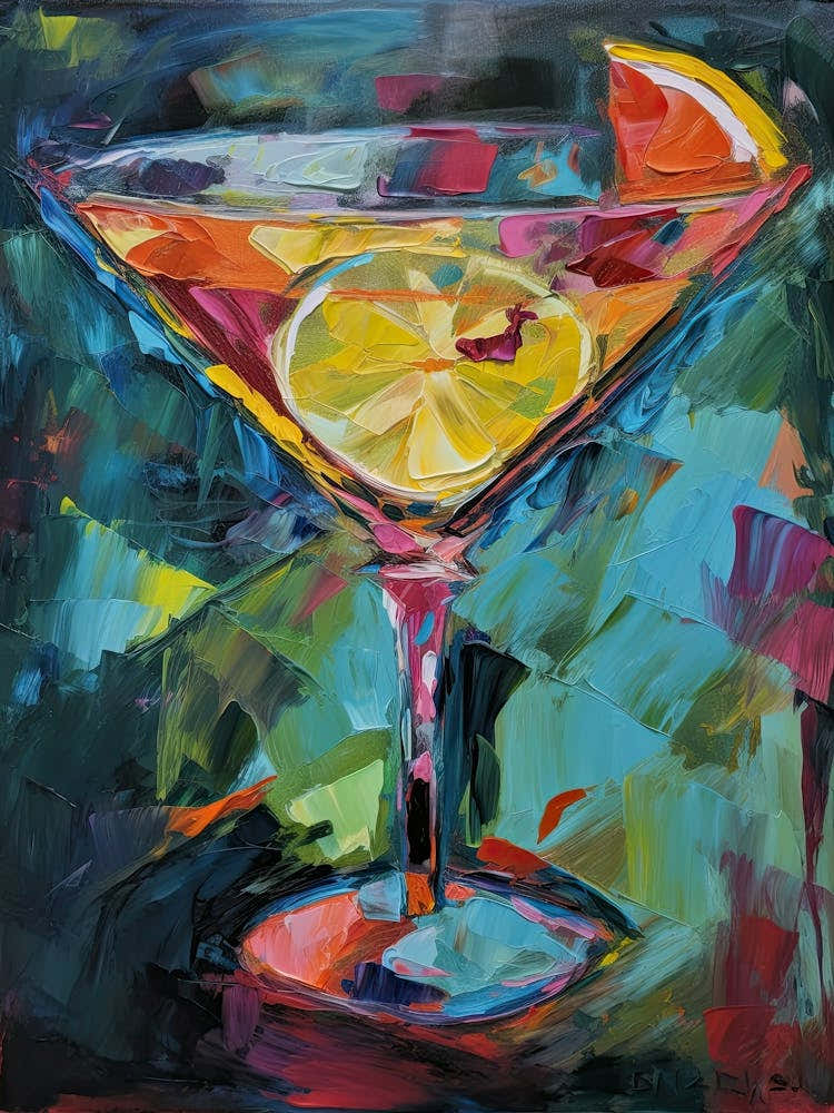 Martini Cocktail Oil Painting 2