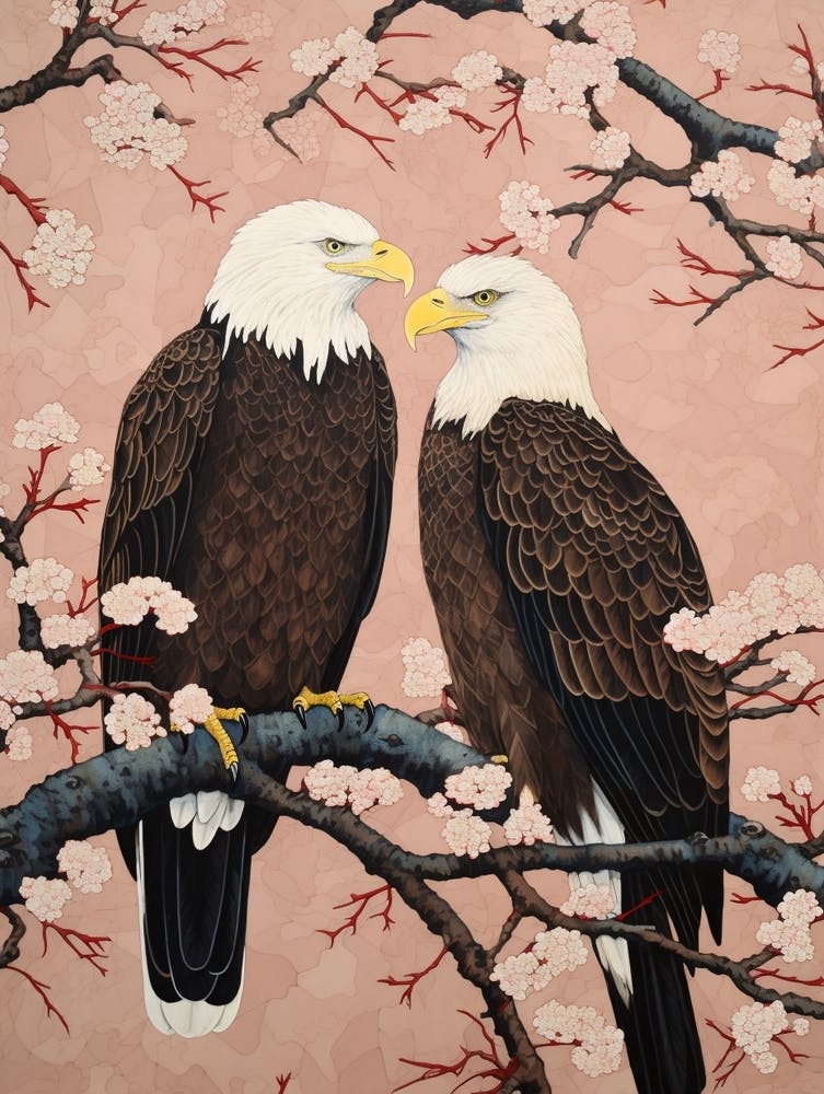 Art Nouveau Birds Poster Bald Eagle 3