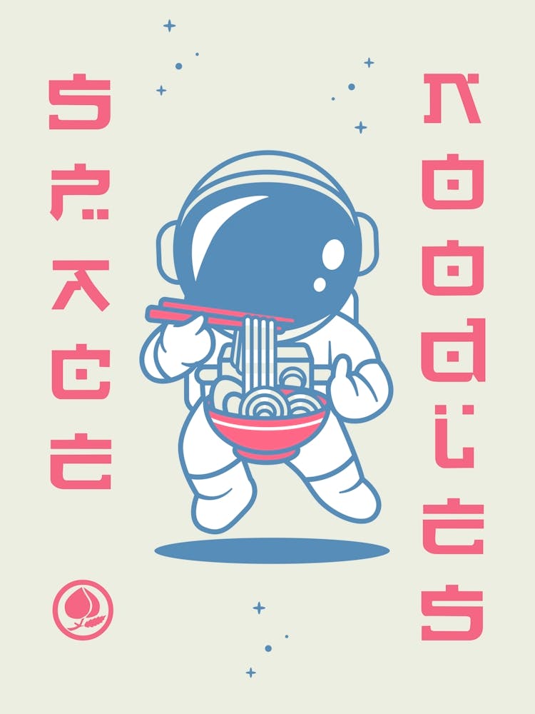 Space noodles — Retrowave poster, space poster, anime print, manga poster