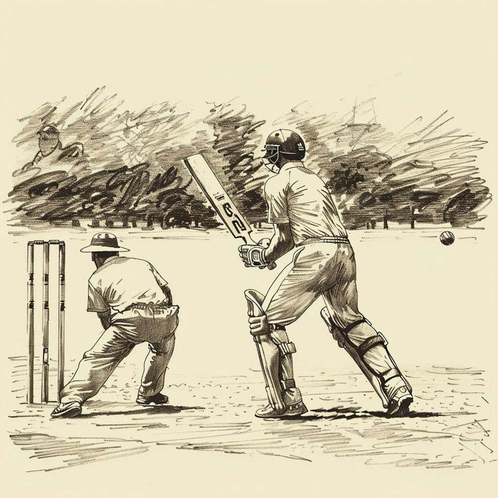 Cricket Player Playing The Game