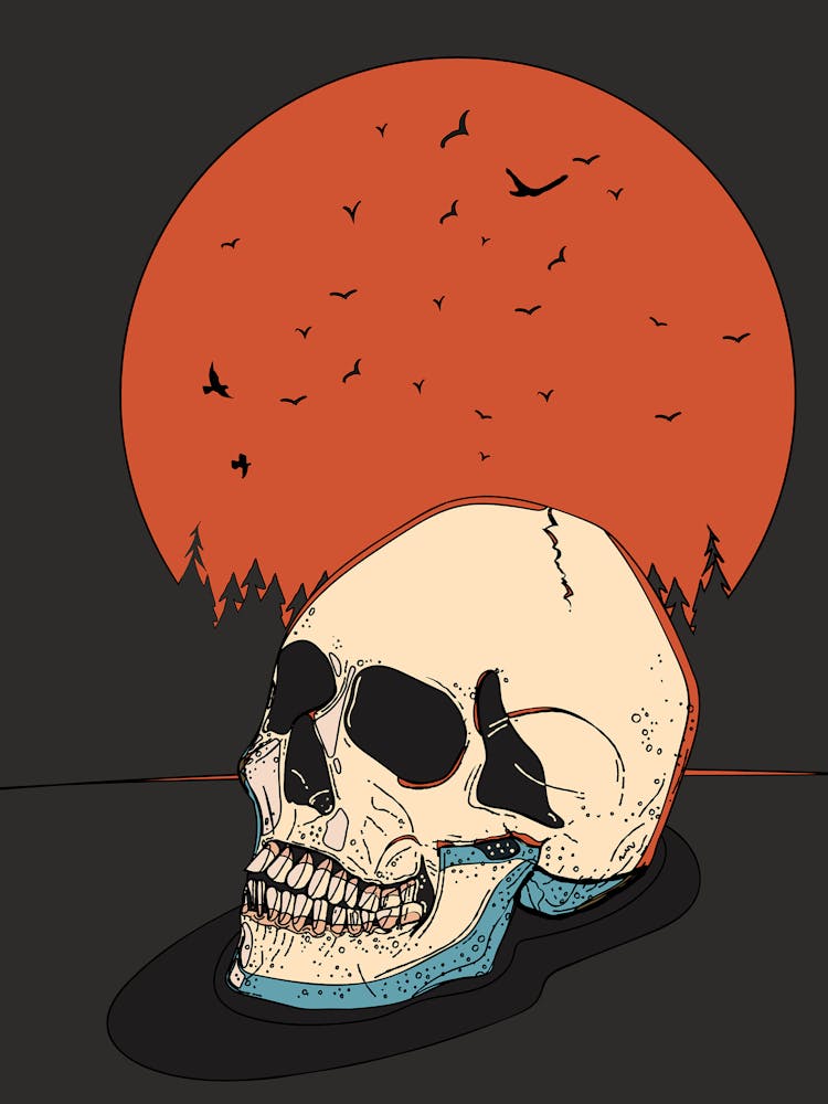 Skull With Birds