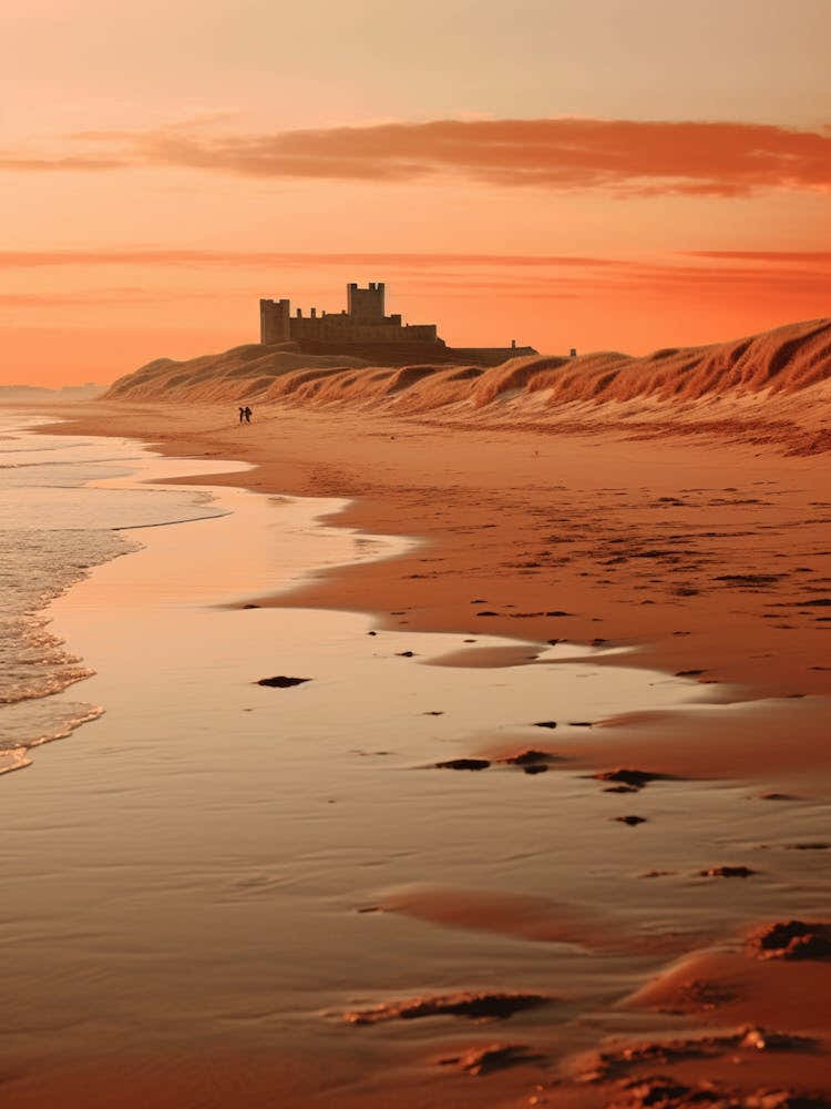 Bamburgh Beach Northumberland At Sunset 2
