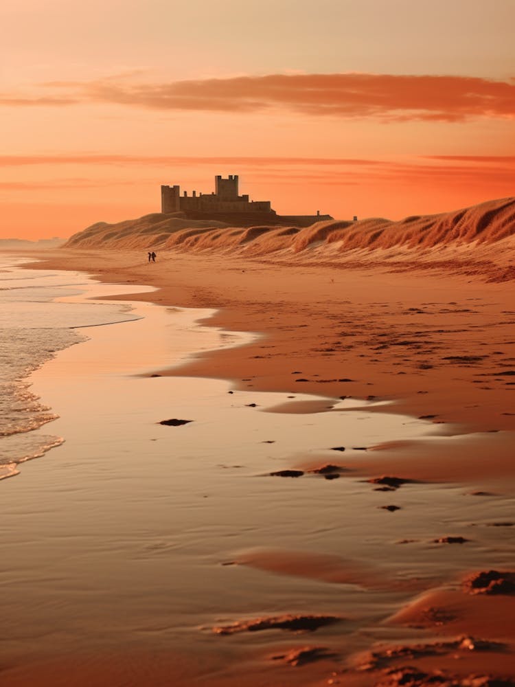 Bamburgh Beach Northumberland At Sunset 2