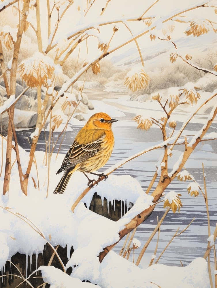 Winter Bird Painting Yellowhammer 4