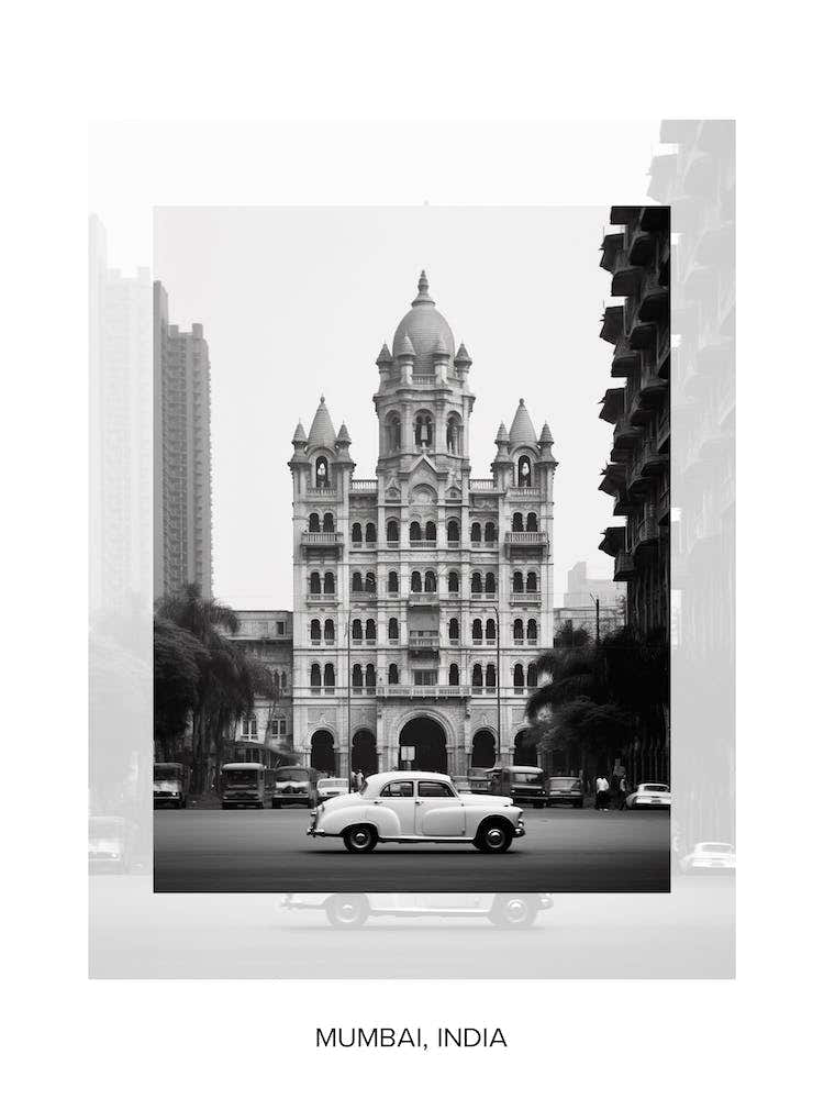 Poster Of Mumbai, India, Black And White Old Photo 4