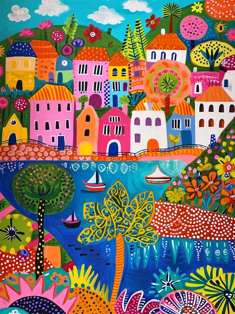 Kitsch Colourful South Of France Coastline 3