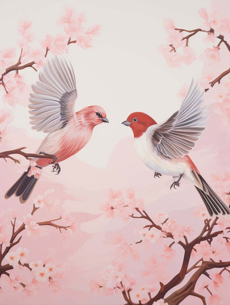 Vintage Japanese Inspired Bird Print House Sparrow 3