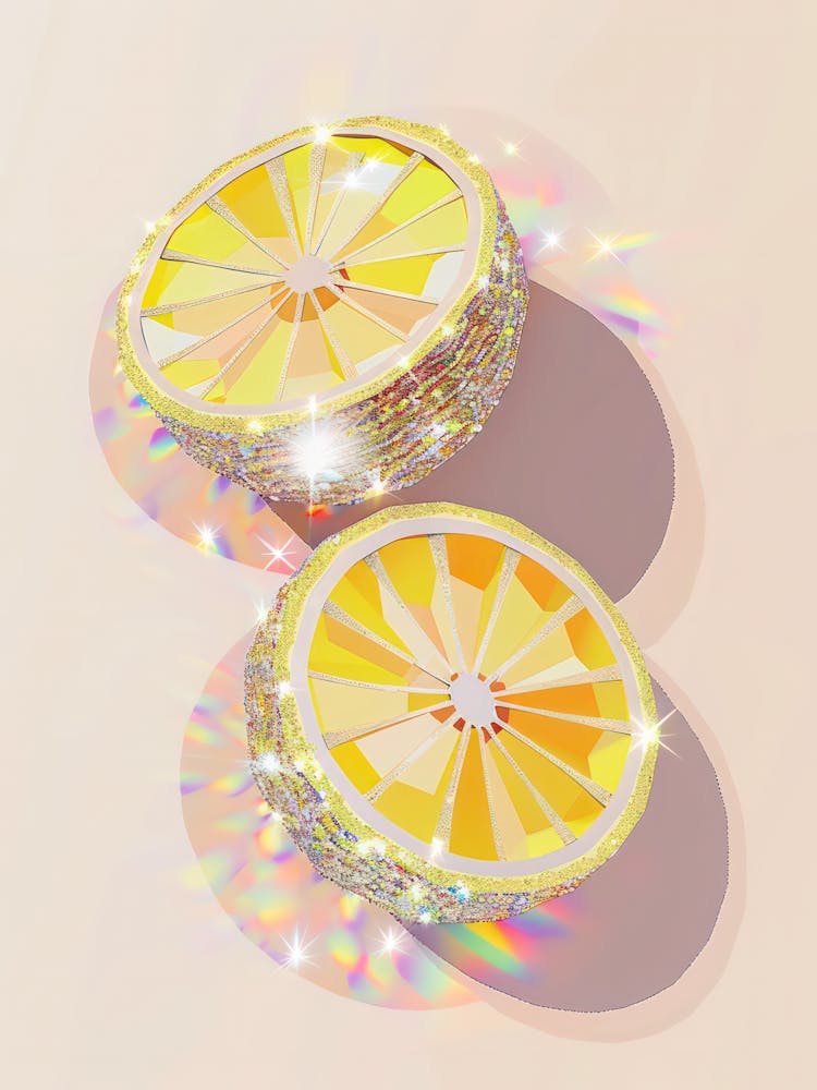 Lemons Glitter Style Poster Glam Kitchen Disco Trendy