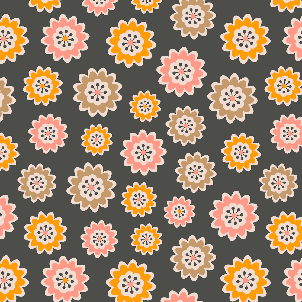 SUPER BLOOM Retro Floral Botanical in Earthy Vintage Desert Brown Pink Yellow Beige Cream
