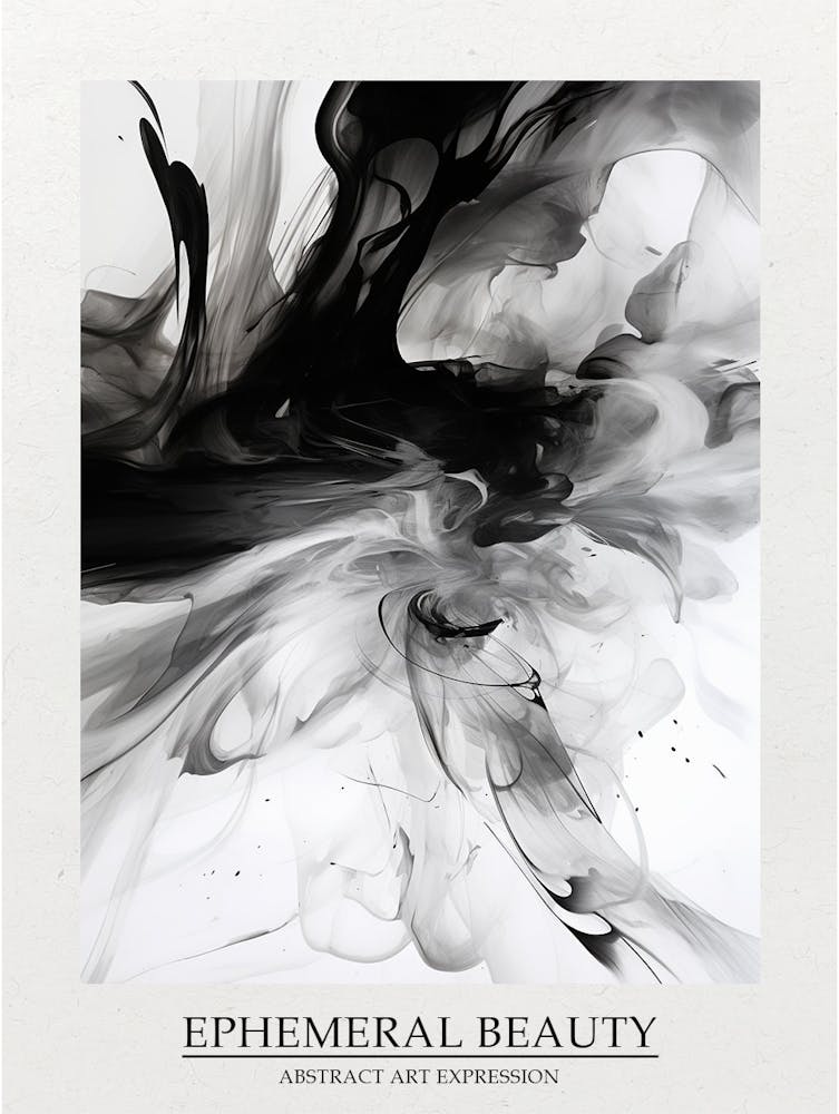 Ephemeral Beauty Abstract Black And White 4 Poster