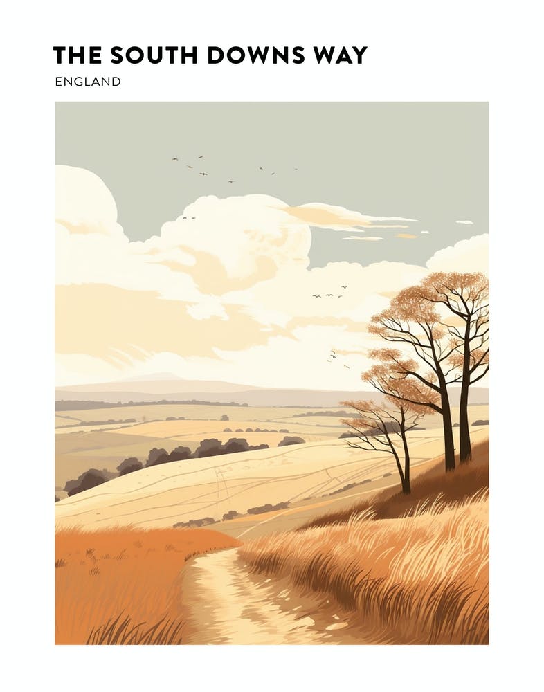 The South Downs Way England 1 Hiking Trail Landscape Poster