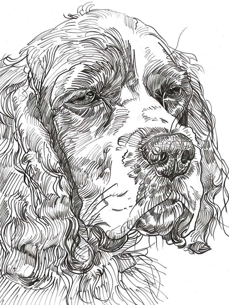 Boykin Spaniel Dog Line Art 3