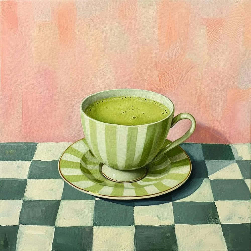 Matcha Latte Checkerboard Background 3