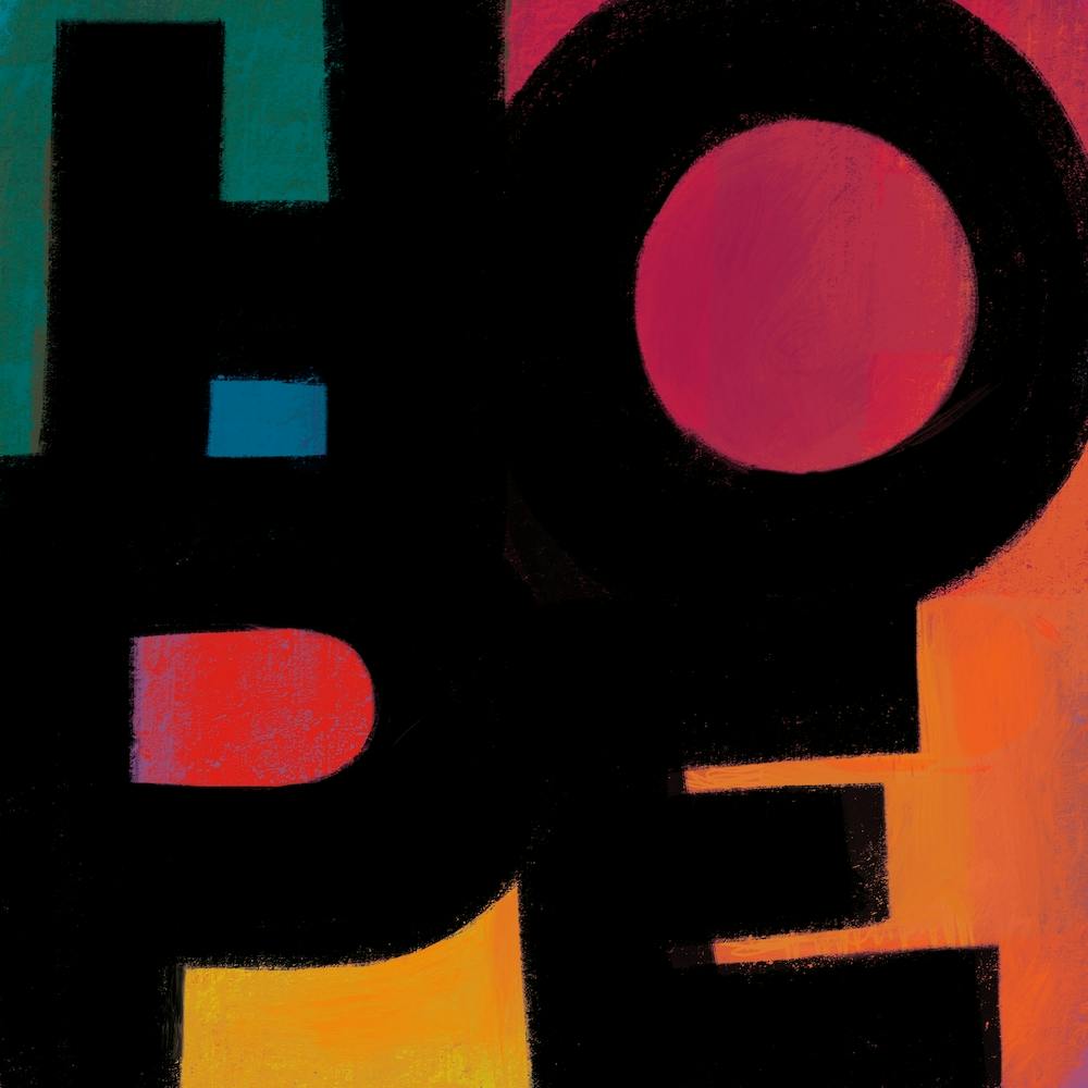 Hope Abstract Lettering Square