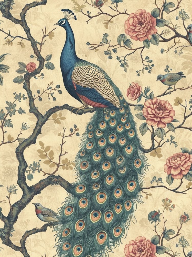 Sepia Peacock Bird Wallpaper