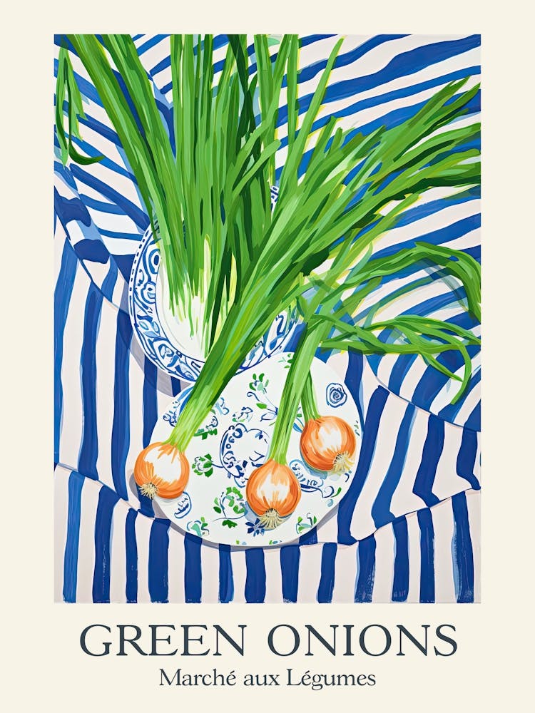 Marche Aux Legumes Green Onions Summer Illustration 7