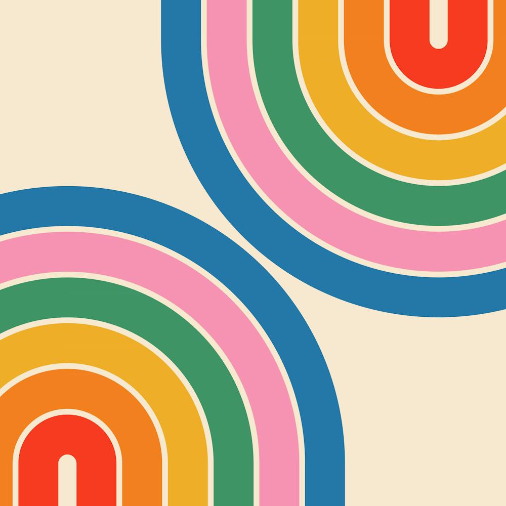 Midcentury Modern Geometric Rainbow V In Vintage Theme 02