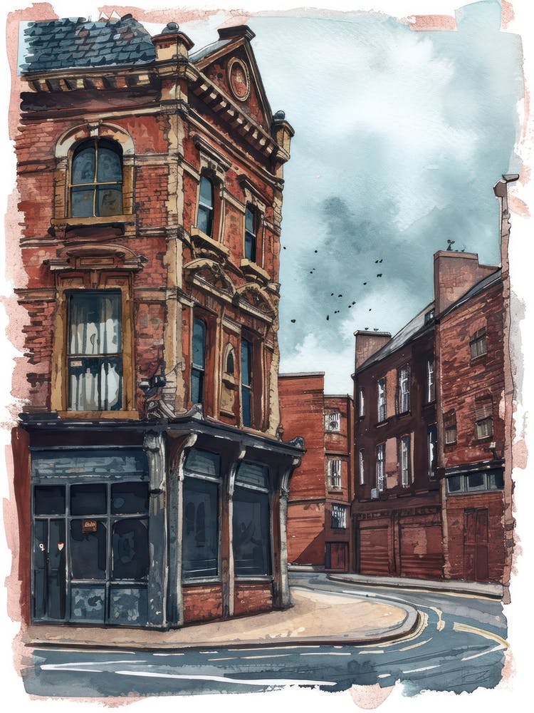 Enfield London Borough   Street Watercolour 1