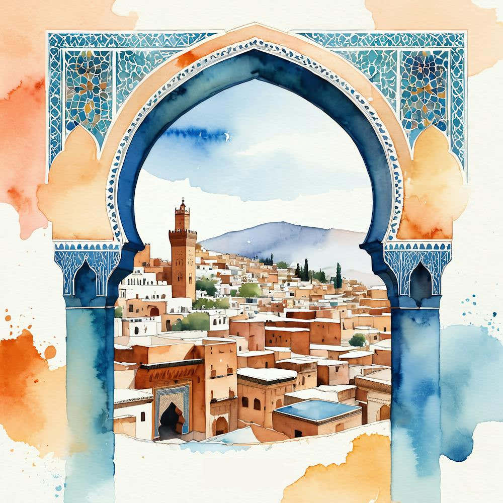 Watercolor Of Morocco - Fez Morocco Art