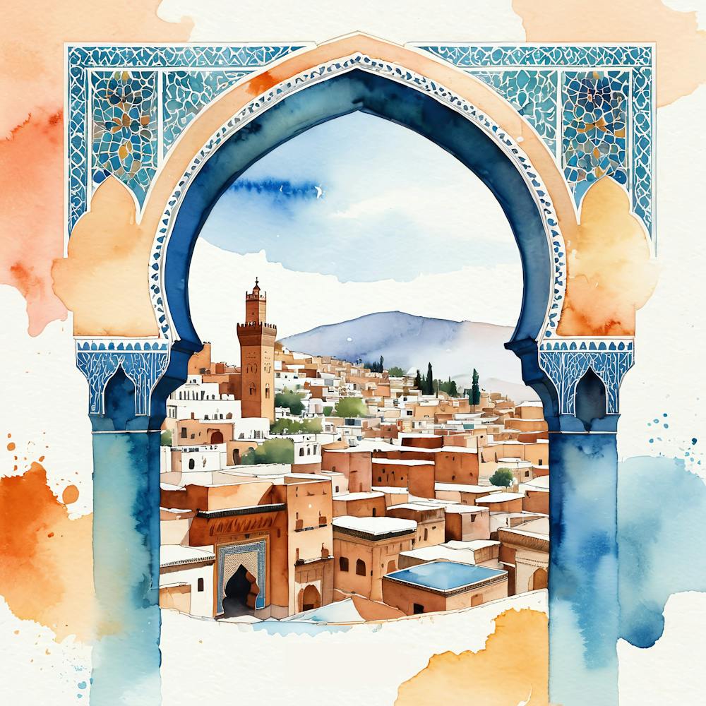 Watercolor Of Morocco - Fez Morocco Art