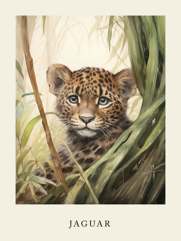 Beatrix Potter Inspired  Animal Watercolour Jaguar