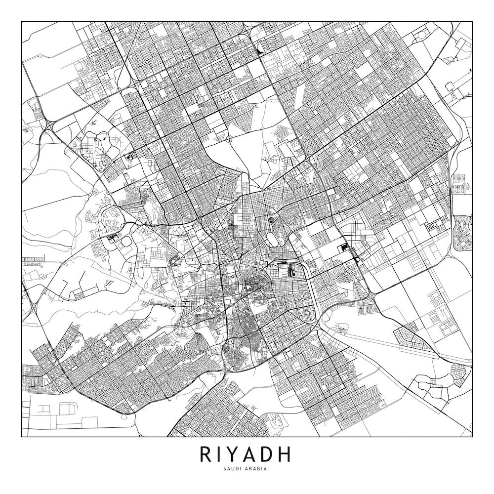 Riyadh White Map Square
