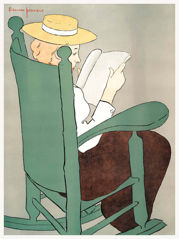 Woman Reading In A Rocking Chair (1899), Edward Penfield