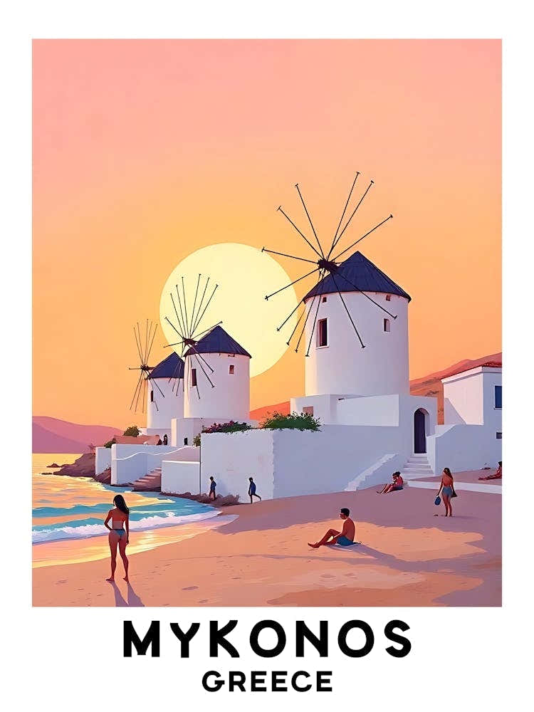 Mykonos - Greece Vintage Travel Poster 11