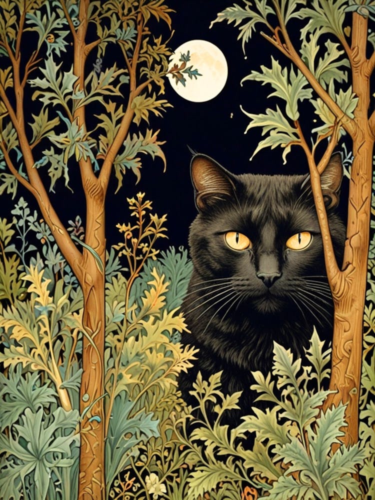 William Morris Black Cat In The Woods 1