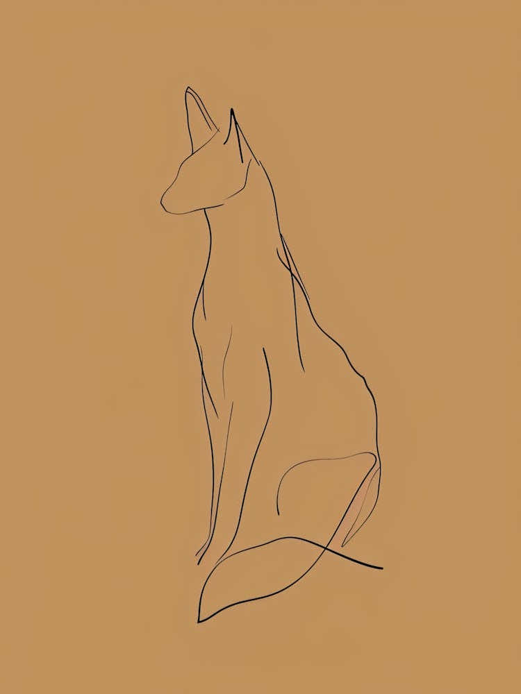 Wolf Drawing - Boho, Line Art