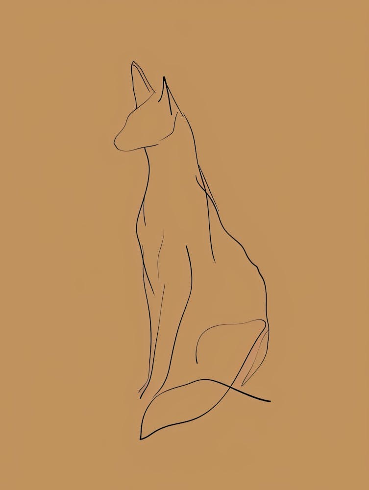 Wolf Drawing - Boho, Line Art